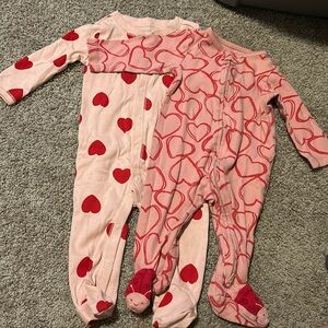 Carters valentines footie onesies